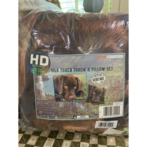 American Heritage Collection LAB DOG THROW AND PILLOW SET NEW - Picture 2 of 4
